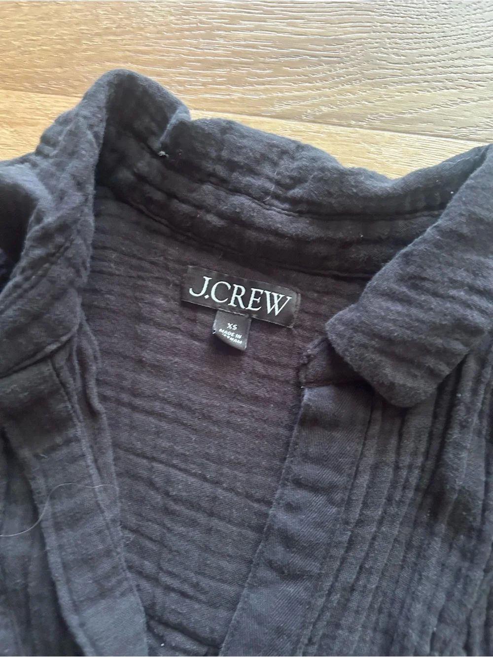 J. Crew Black Textured Gauze V-Neck Tunic